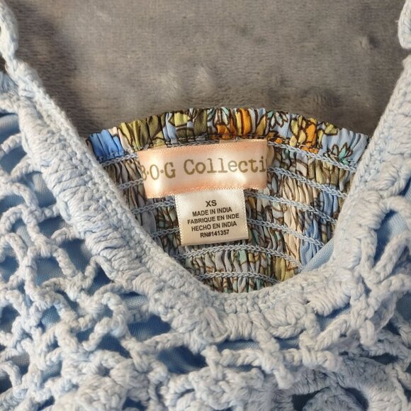 BO·G Collective Women’s XS Crochet Top Dress Blue Floral Boho Cottagecore Y2K - Picture 3 of 8